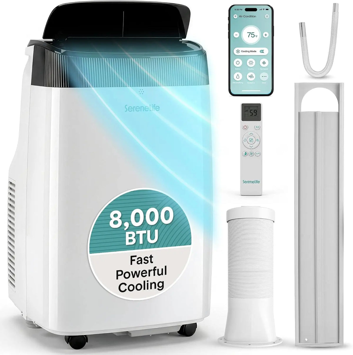 SereneLife Portable Air Conditioner 8000 BTU - With WIFI