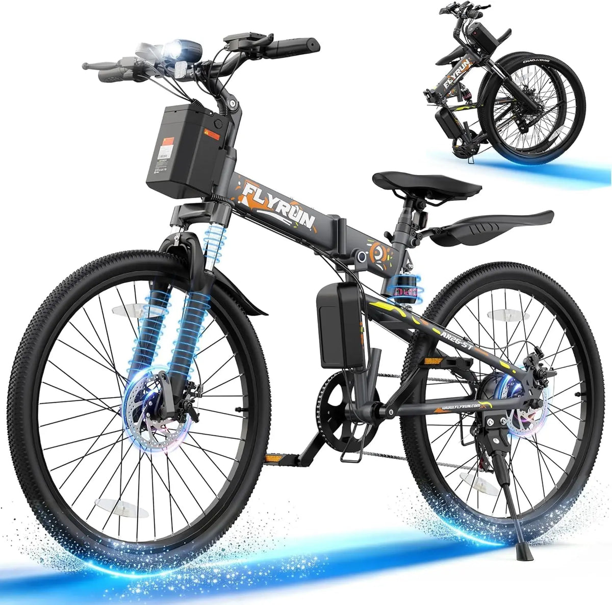 Electric Bike - Peak 750W 26 Inch Folding Ebike, Commuter Ebicycle Mountain Bike with 48V Long Range Battery, Up to 20MPH 50+ Miles