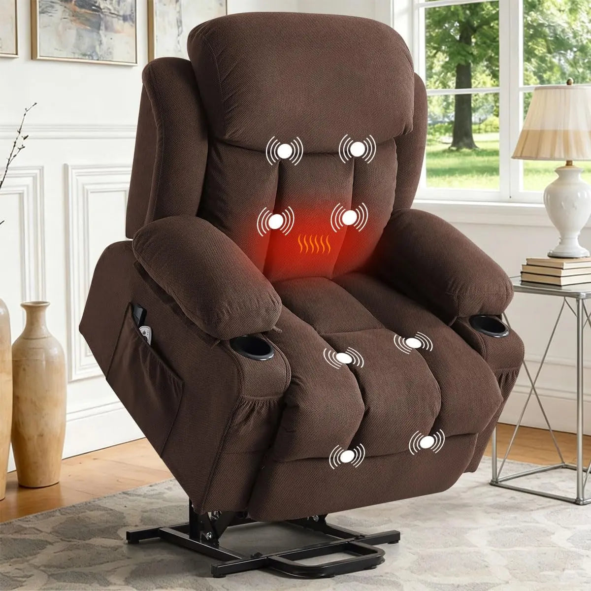 Power Lift Recliner Chair with Massage - Heat, Cup Holders for Elderly