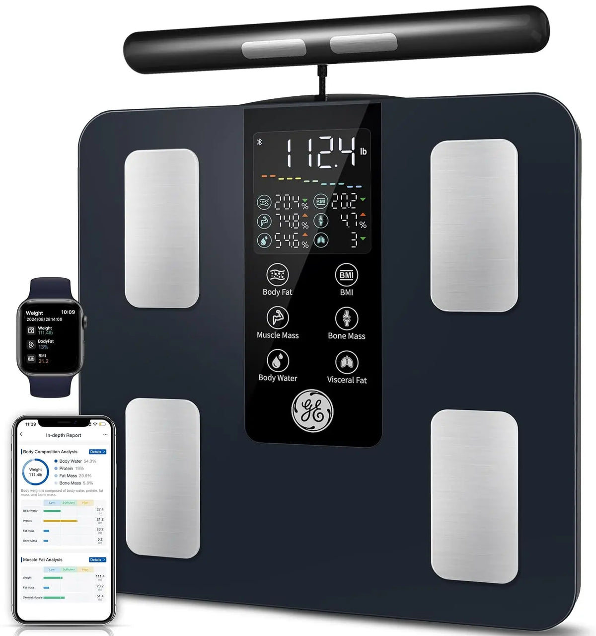 GE Smart Scale for Body Weight: Full Body Composition Analyzer - 50+ Metrics