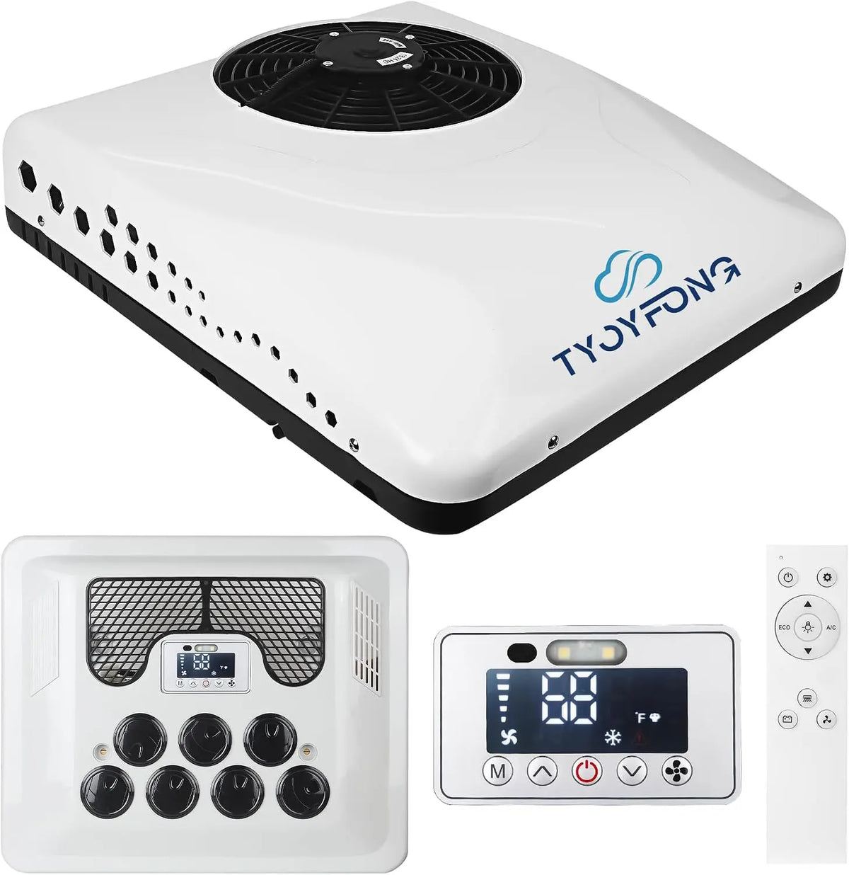 12V RV Air Conditioner - 8500 BTU Fahrenheit Rooftop Air Conditioner, Low Profile Quiet AC Unit, Non-Ducted Rooftop RV Air Conditioners for RVs, Vans