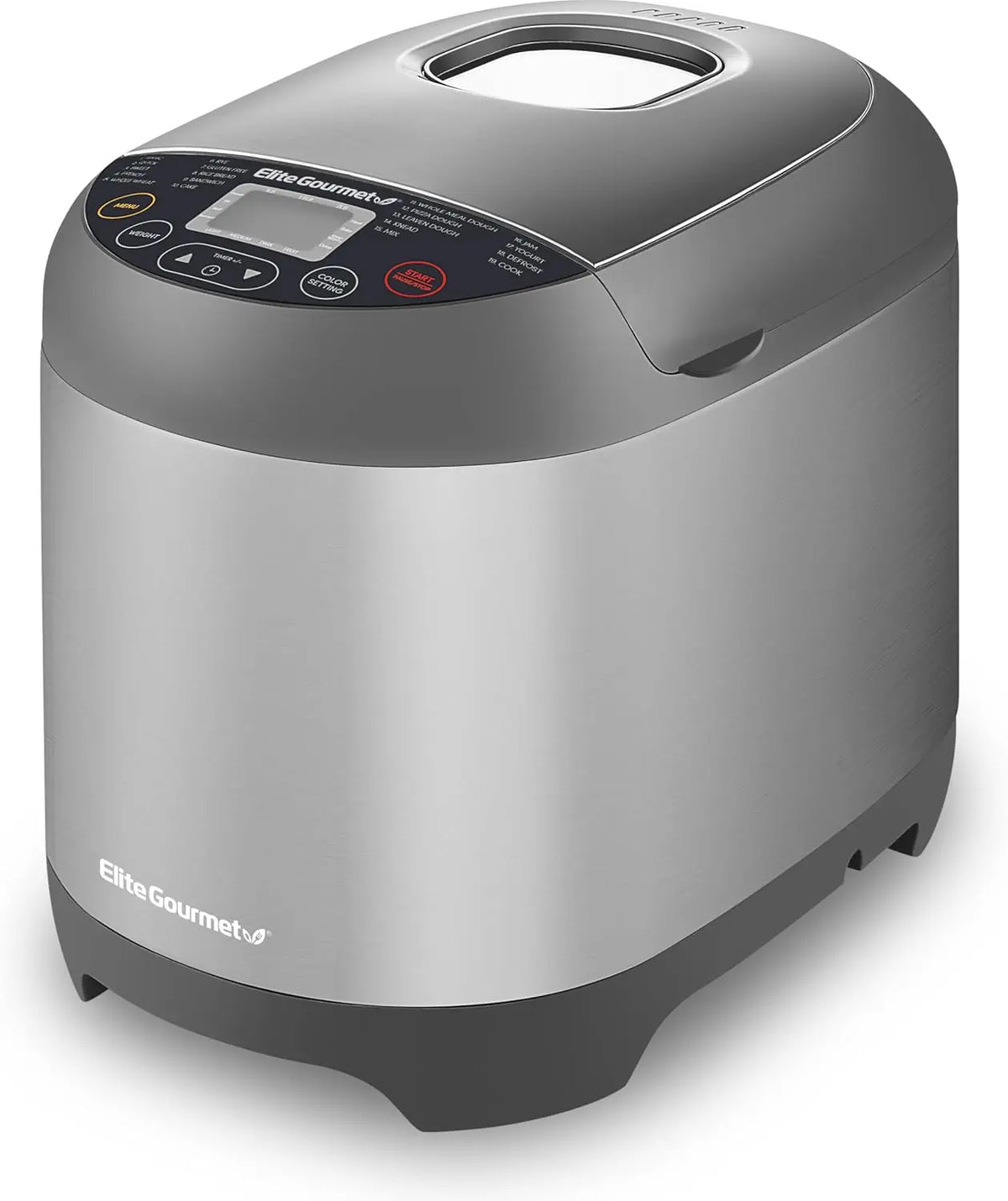Elite Gourmet 2 Lb Programmable Bread Maker - 3 Sizes, 19 Presets, Stainless