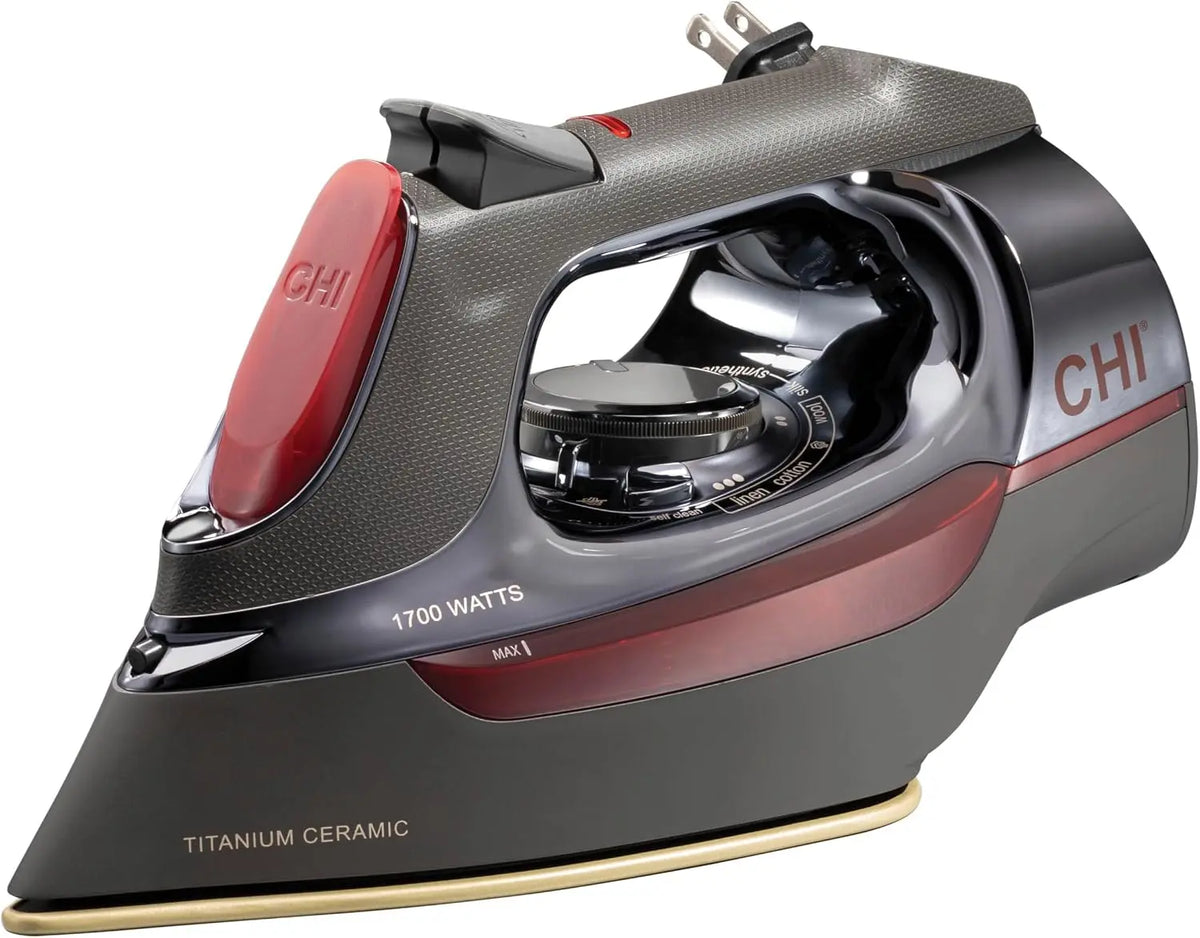 CHI Steam Iron for Clothes - 1700 Watts, 8 Inch Retractable Cord, Black
