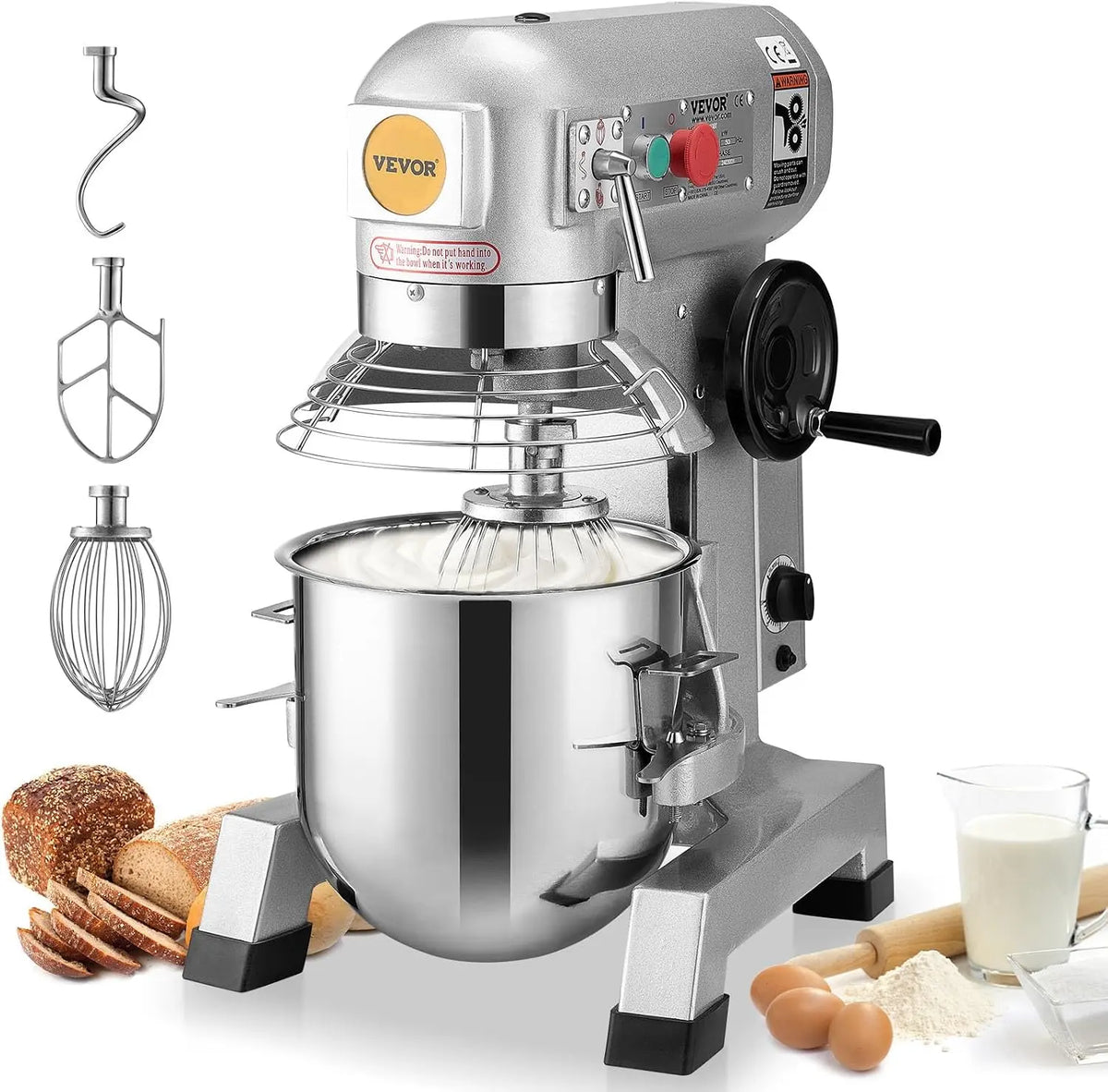 VEVOR 10Qt Commercial Food Mixer - Timing Function, 450W Commercial Mixer