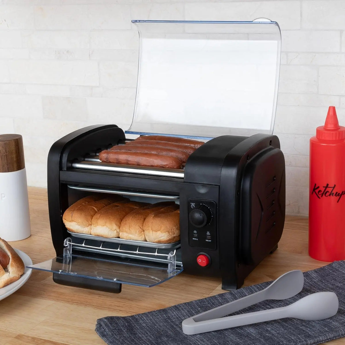 Great Northern Popcorn Hot Dog Toaster Oven - With 5 Stainless-Steel Rollers
