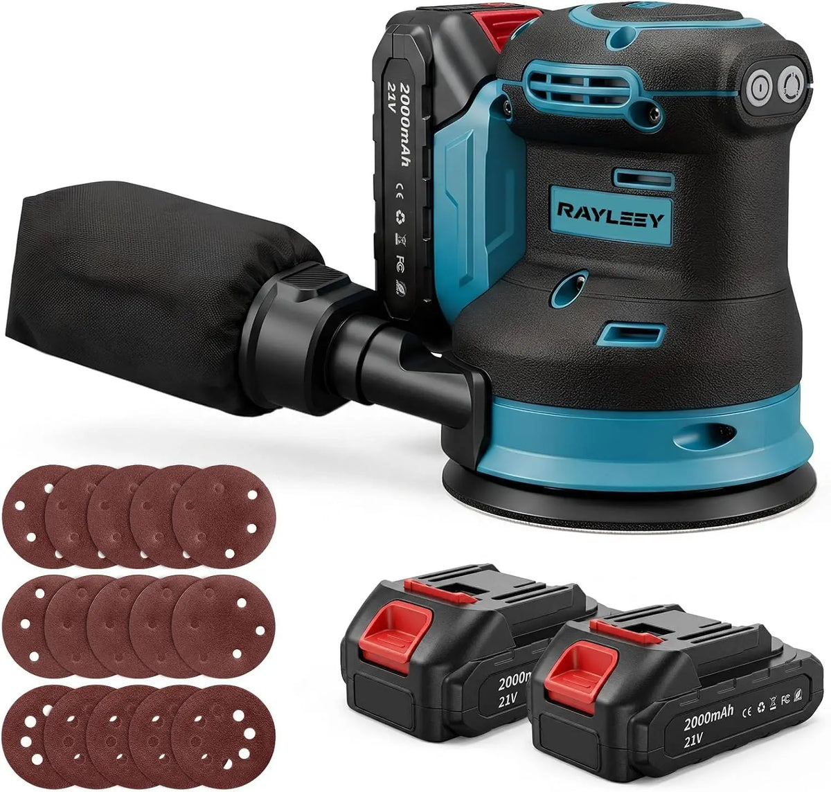 Cordless Random Orbital Sander 5 Inch Brushless Palm Sander - With 2 Battery