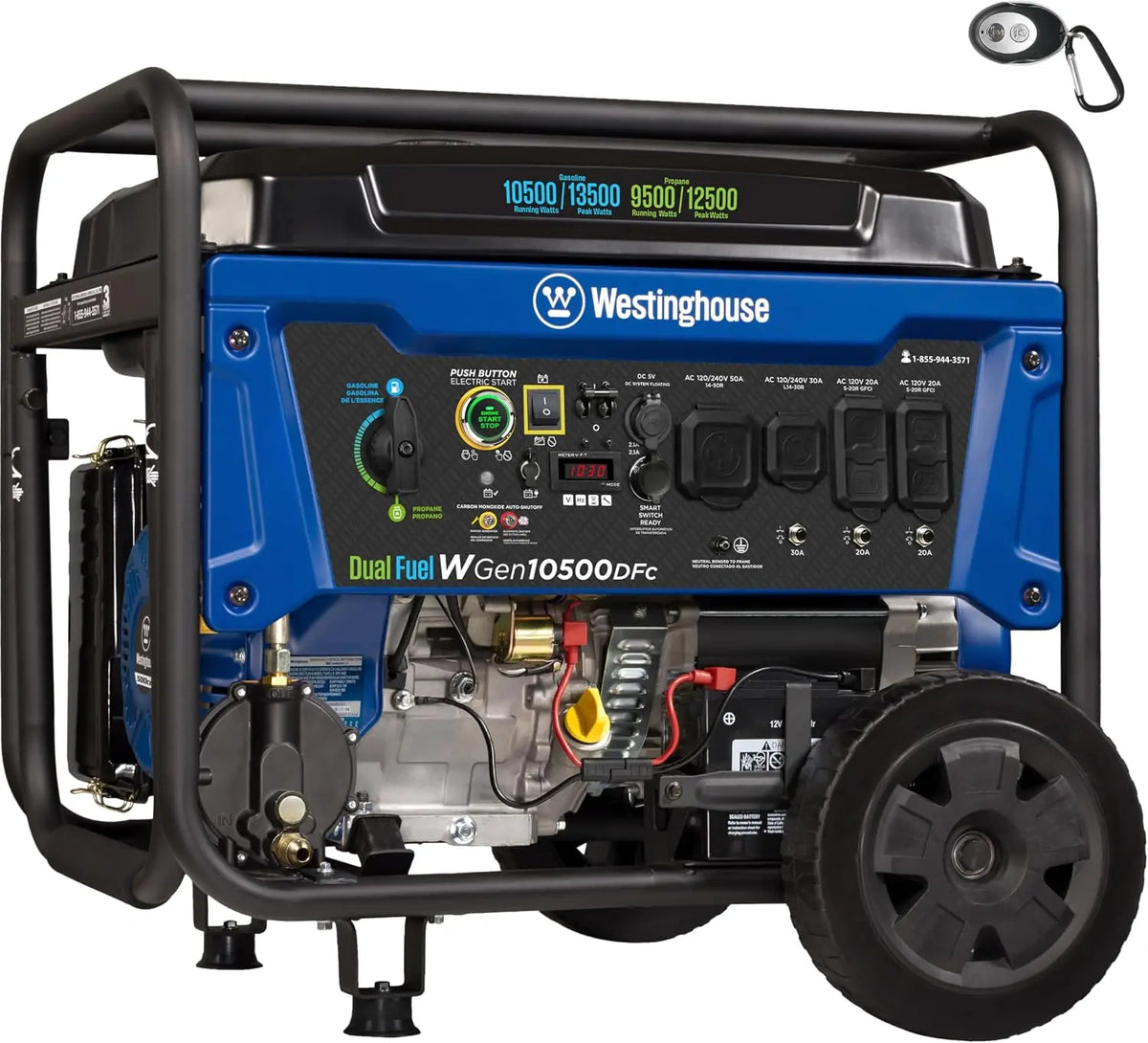 Westinghouse 13500 Peak Watt Dual Fuel Home Backup Portable Generator - Remote Electric Start, Transfer Switch Ready, Gas and Propane Powered