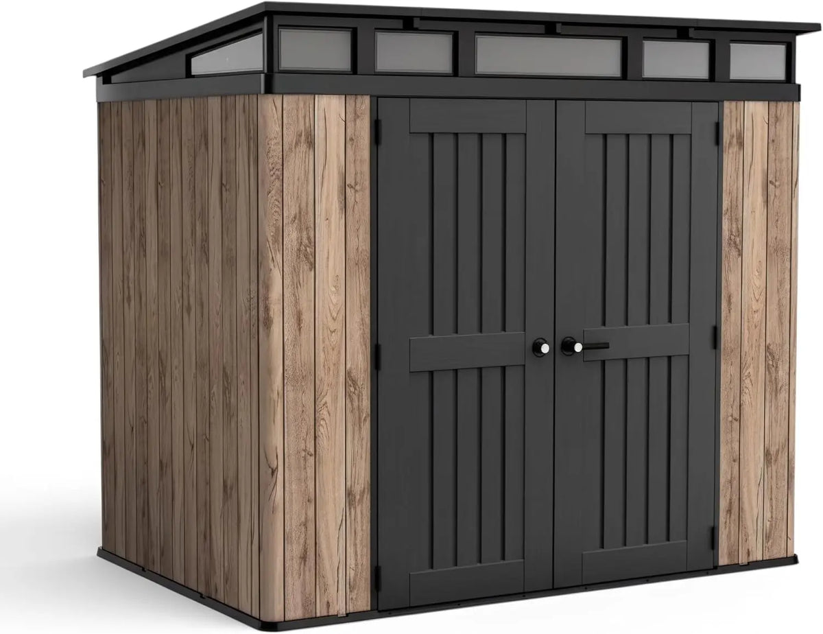 Durable Resin Outdoor Storage Shed - Wood-Look, 8' x 6' ft