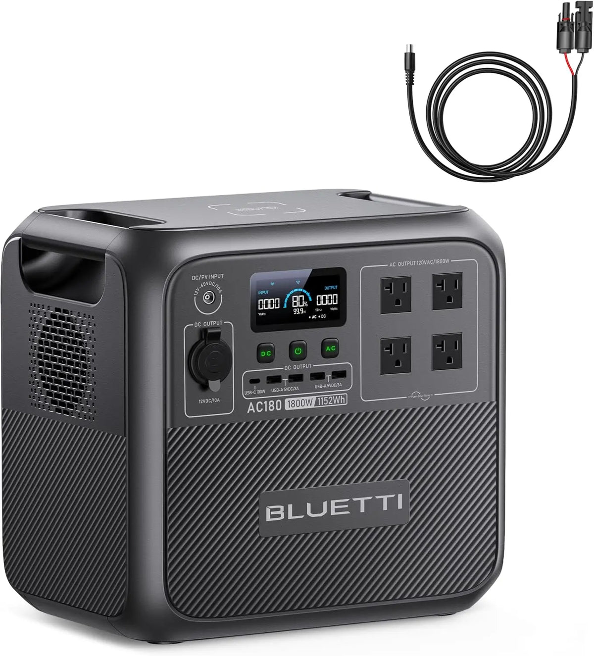 BLUETTI AC180 Portable Power Station - 1152Wh 1800W LiFePO4 Solar Generator