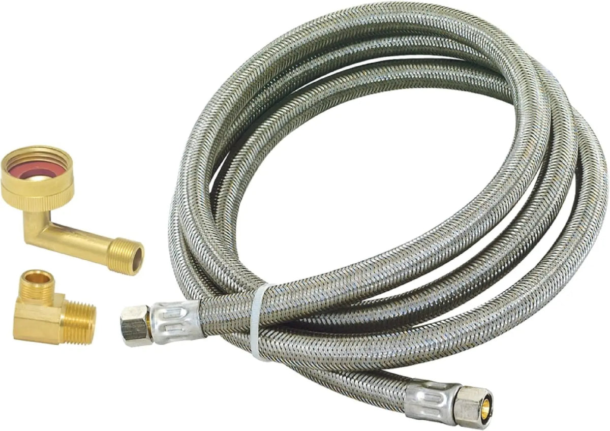Eastman 6 Ft. Dishwasher Installation Kit - Braided Stainless Steel Supply Line with 3/8 Inch Compression Ends, 41045