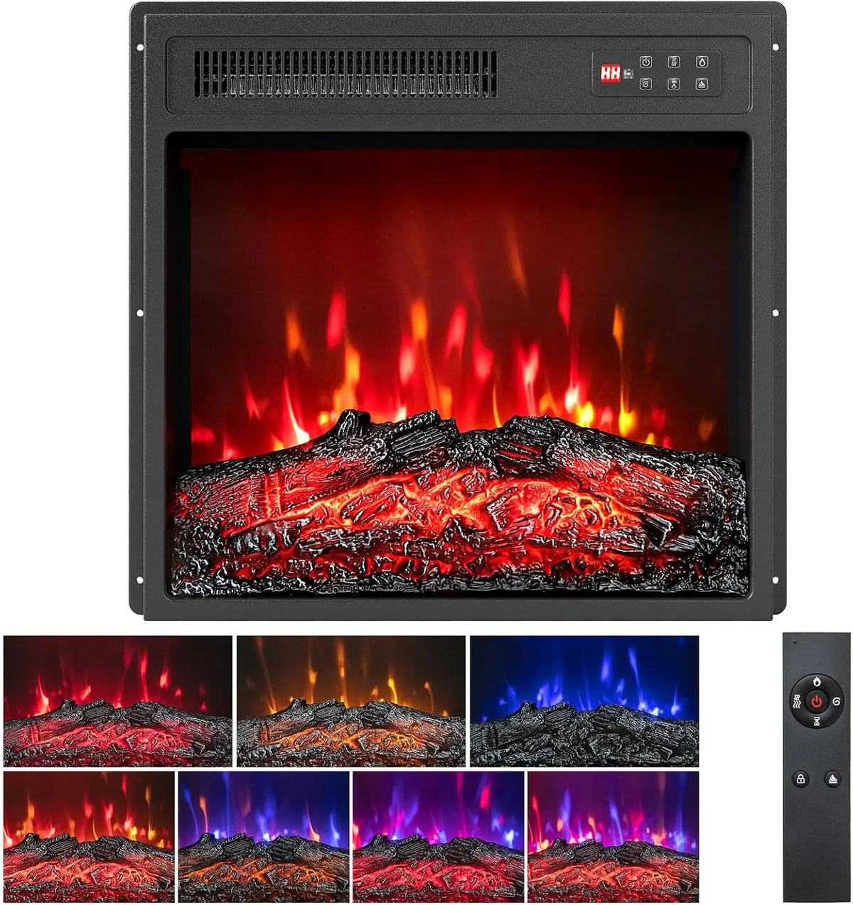 COSTWAY Electric Fireplace Insert 18-inch Wide - 750W/1500W, Black
