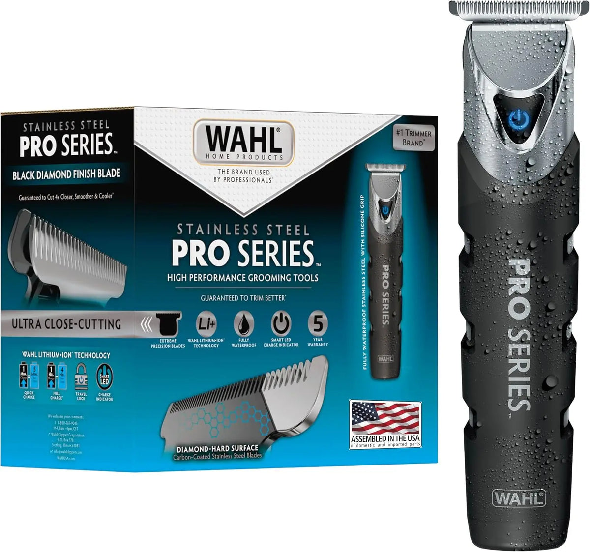 Wahl - USA Pro Series Stainless Steel Cordless USB Beard Trimmer for Men