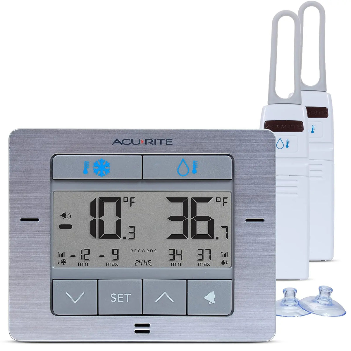 AcuRite Digital Wireless Fridge and Freezer Thermometer with Alarm - Max/Min Temperature for Home and Restaurants, 00515M, 4.25 Inch x 3.75 Inch
