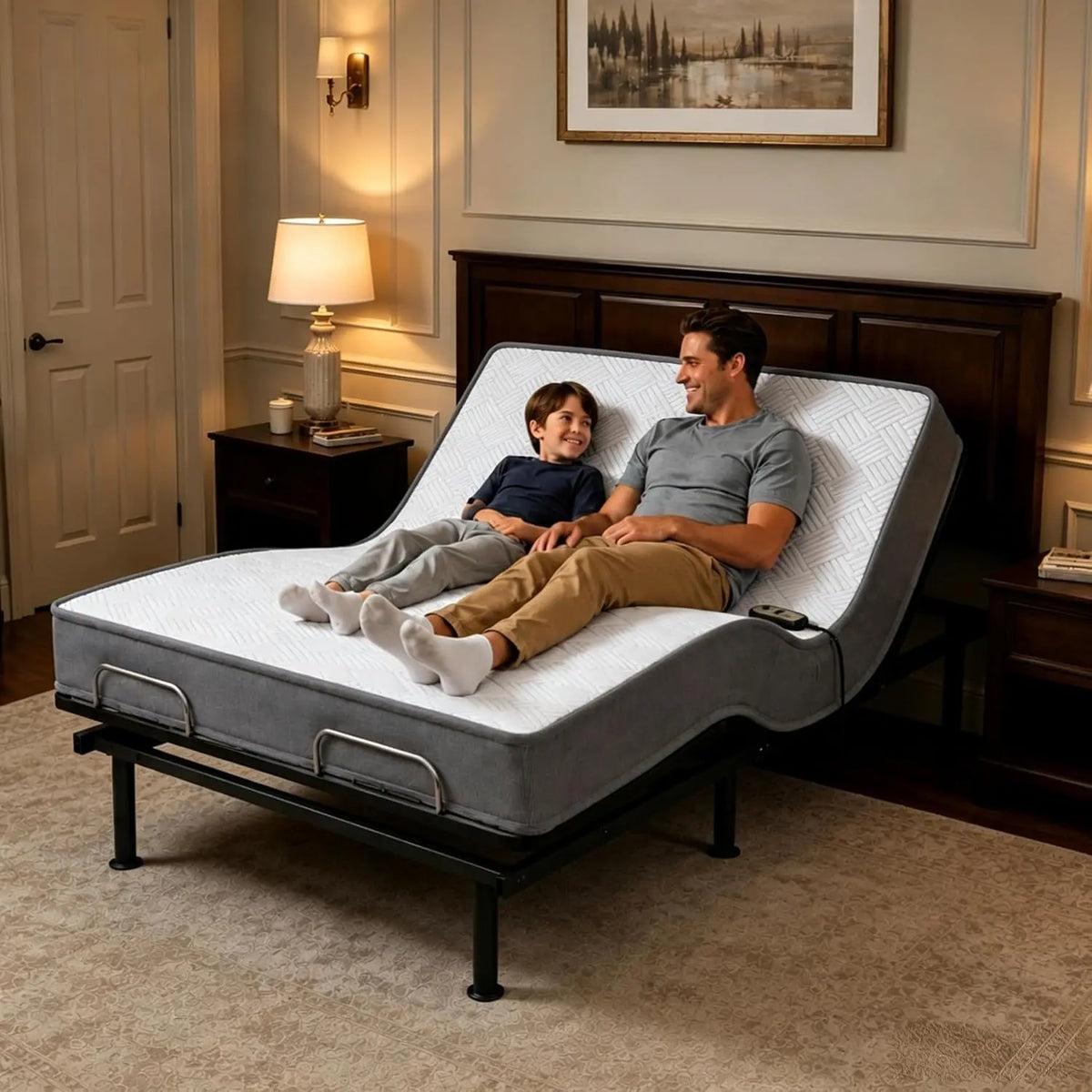 Espsilto Adjustable Bed with Mattress - Full Size, Electric, Head & Foot Incline, Adjustable Leg Heights, 79x54 Inch, Zero Gravity