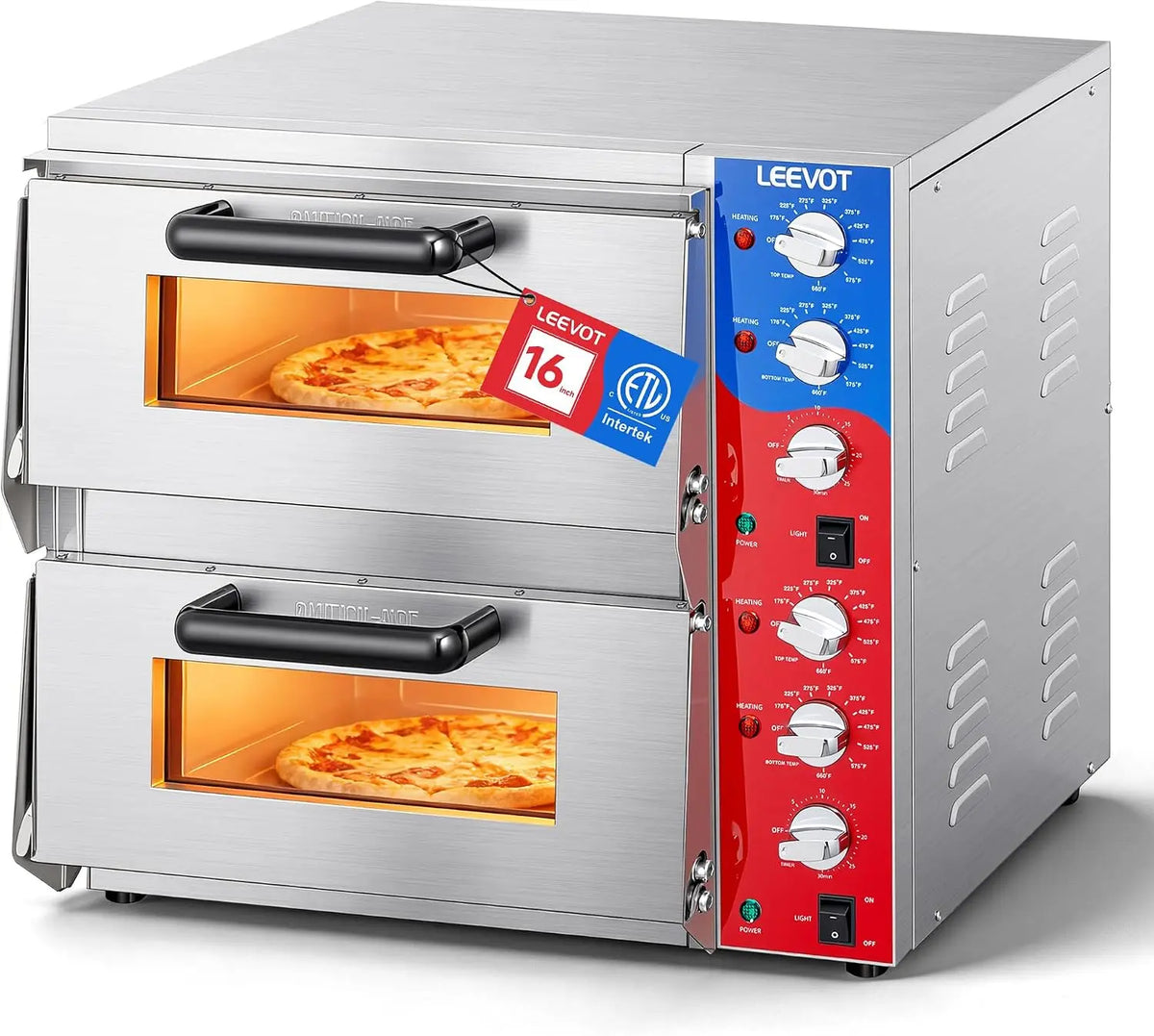 LEEVOT Commercial Double Deck - 16 Inch Electric Pizza Oven