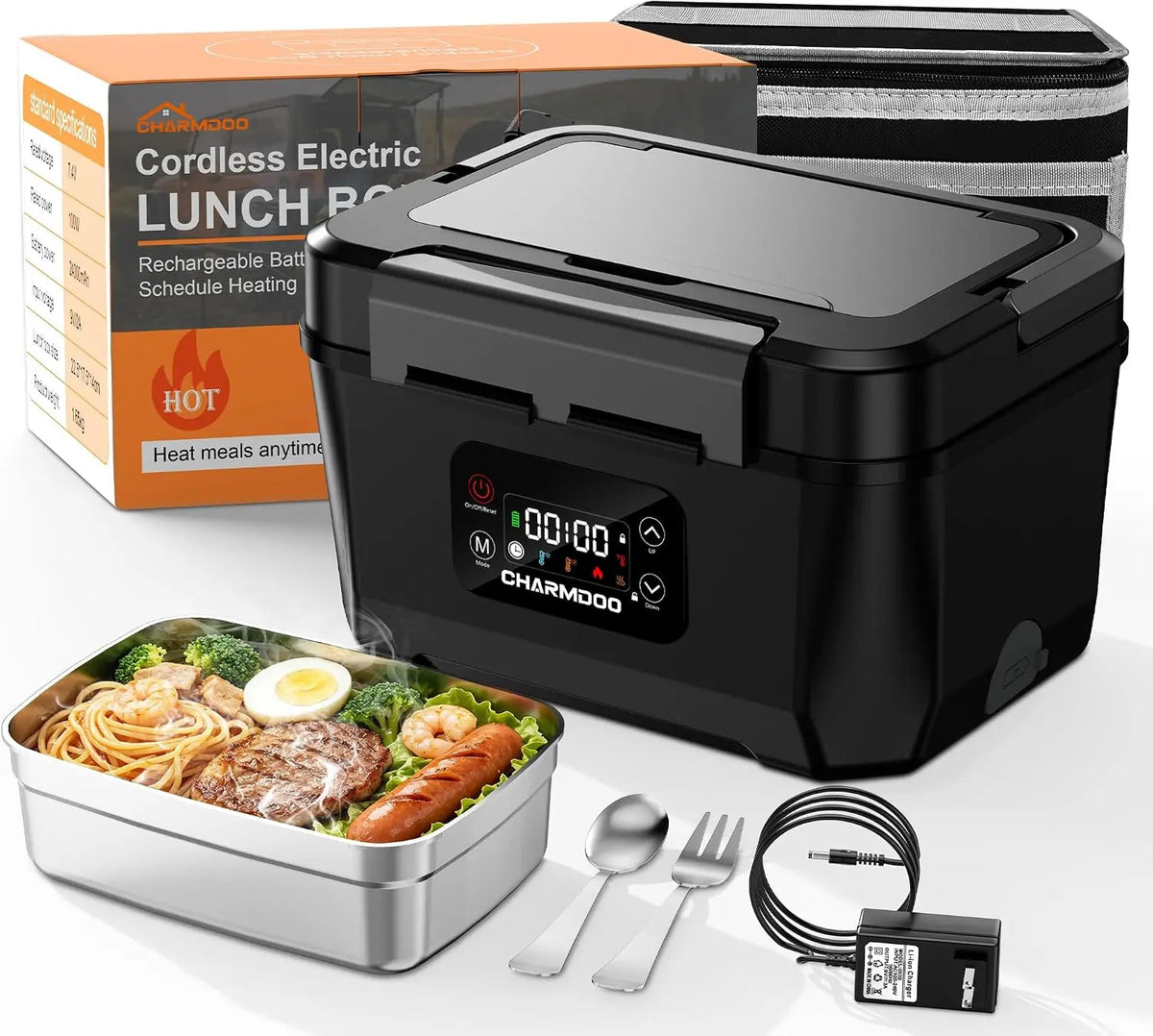 Cordless Electric Lunch Box for Adults - 24000mAh Rechargeable Food Warmer