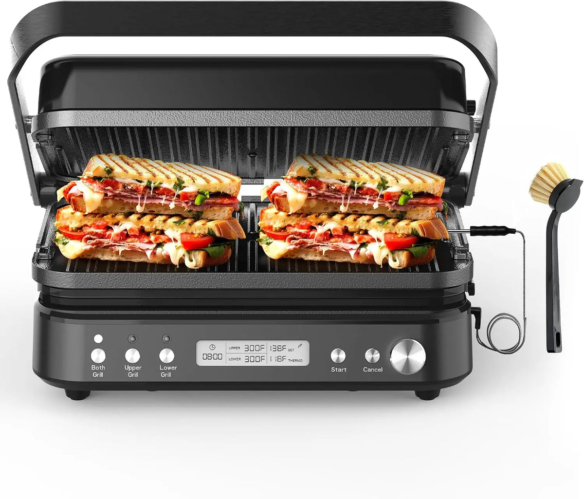 CATTLEMAN 5 in 1 Ceramic Panini Press Grill with Removable Plates - 1600W