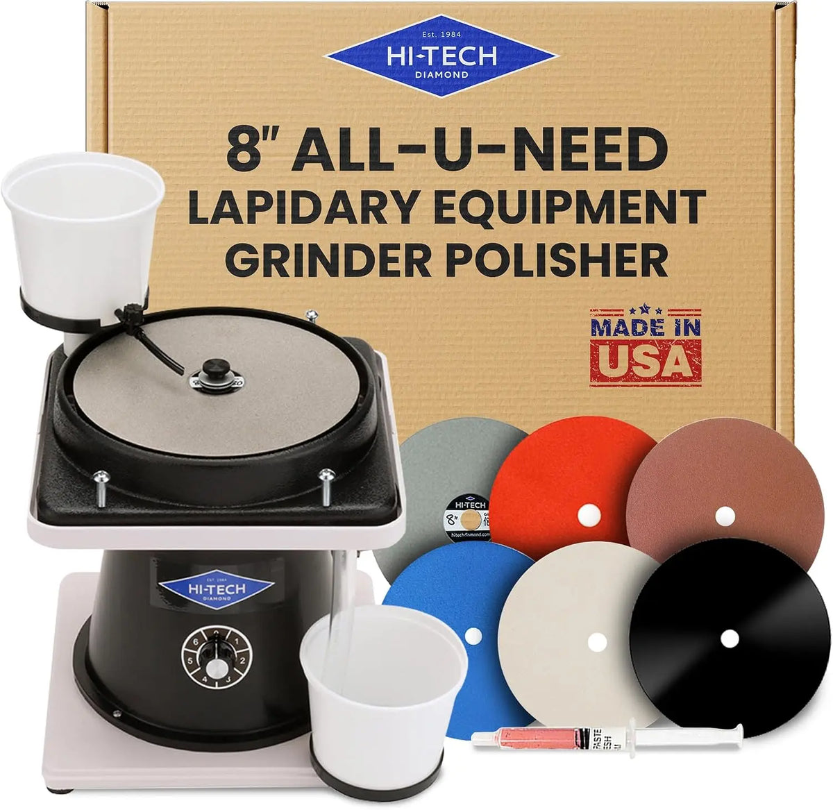 Hi-Tech Diamond 8 Inch All-U-Need Lapidary Machine - Rock Polishing Kit
