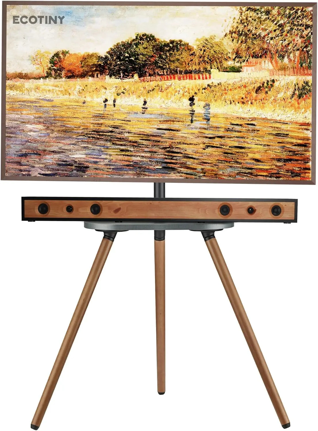 Tripod TV Stand for 43-65 Inch TVs - Swivel, Black Walnut
