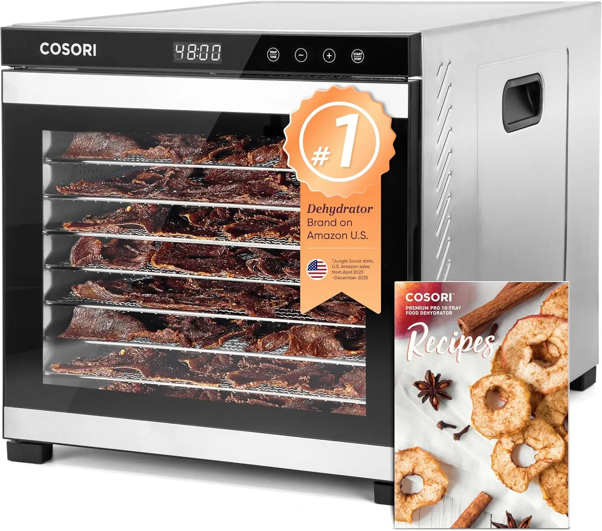 Cosori Food Dehydrator - 10 Stainless Steel Trays with 16.2 ft² Drying Space