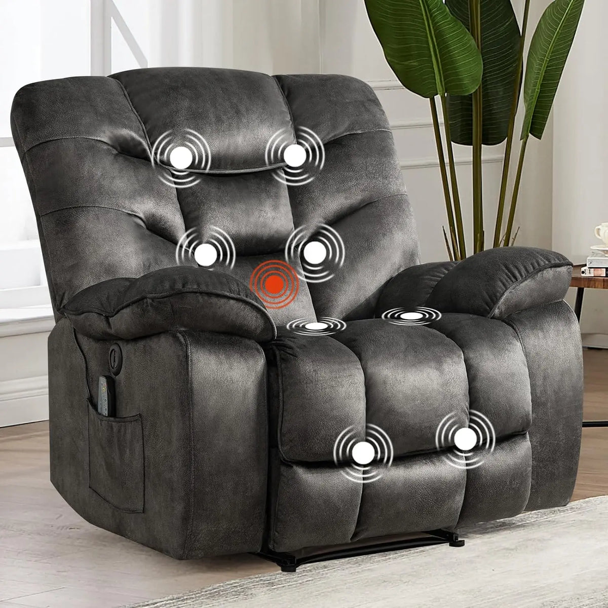 HAOMARKETS Power Recliner Chair with Massage and Heat - 41 Inch Wide Electric Reclining Chairs with USB Port, Gray