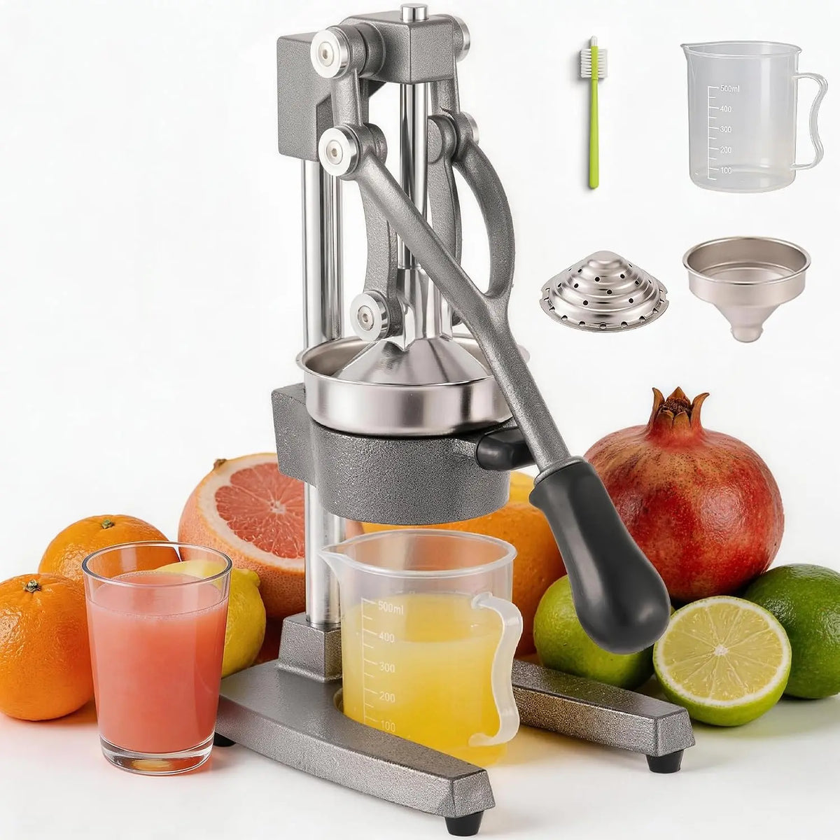 Cast Iron Manual Hand Press Juicer for Citrus & Pomegranate - Gray