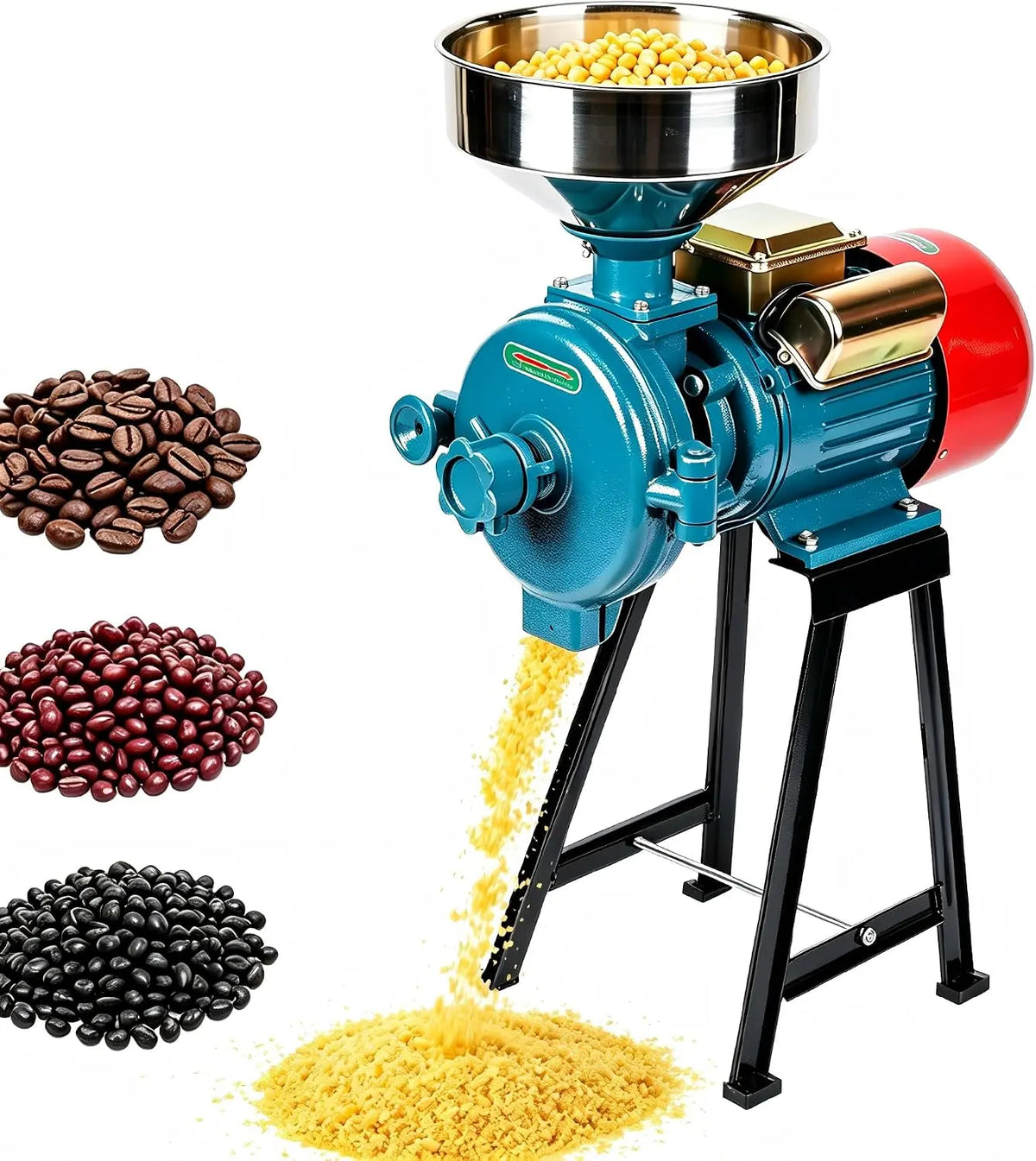 3000W Electric Grain Grinder - Adjustable-Grind Powder Mill, Commercial Corn Grinder with Hopper, Seasoning Grinder, Heavy-Duty Feed, Flour