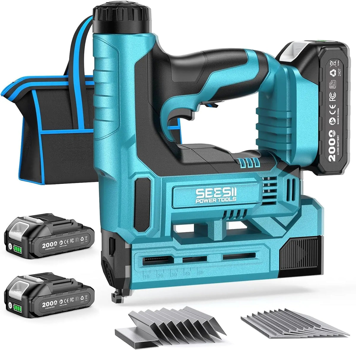 SEESII 18GA Nail Gun Cordless with Battery - 2-in-1 Brad Nailer & Staple Gun