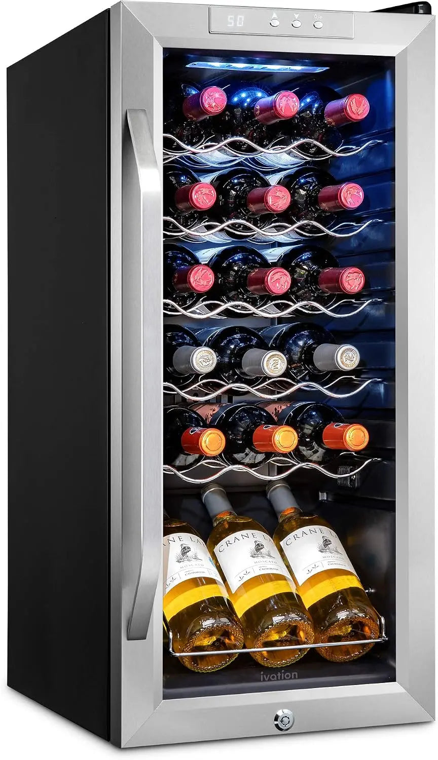 Ivation - 18 Bottle Compressor Wine Cooler Refrigerator w/Lock