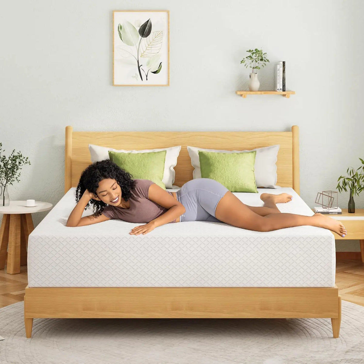 EGOHOME 8 Inch Queen Mattress - Memory Foam Mattress in a Box with Cooling Green Tea Gel, Relieve Pressure with Medium Firm Support, 80''L x 60''W