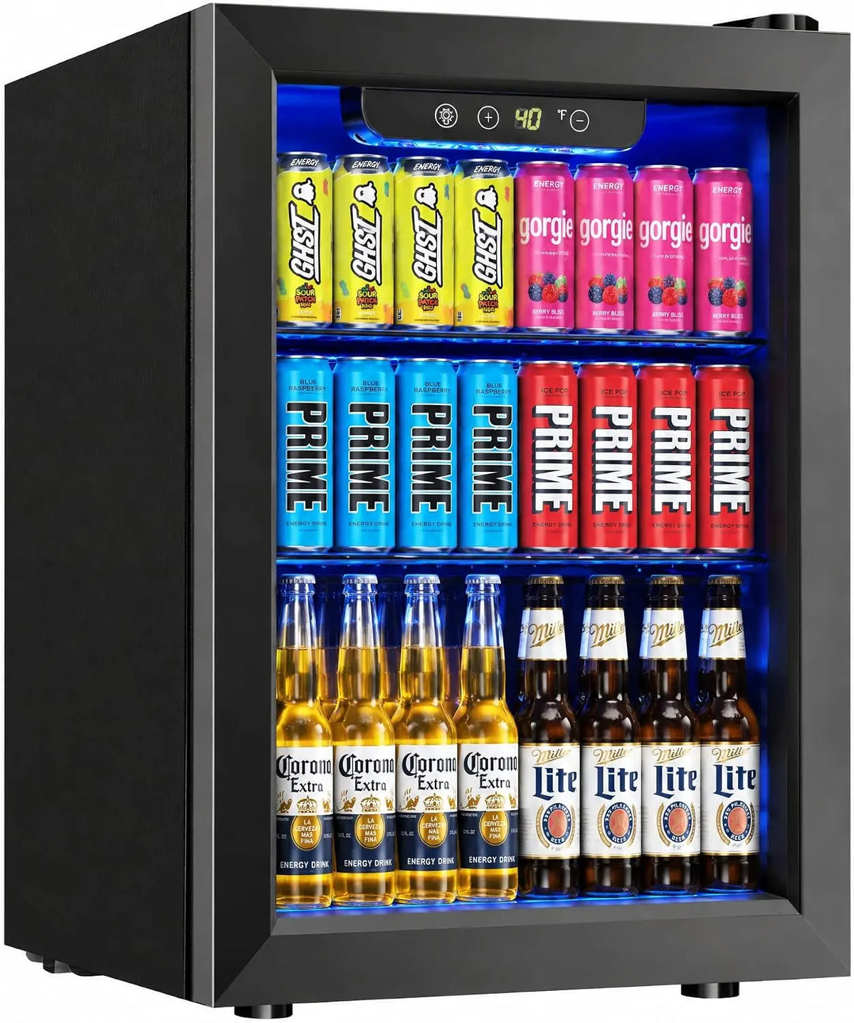 Icyglee Mini Fridge 68 Can - 1.7 Cu. Ft. Beverage Refrigerator Cooler, Black