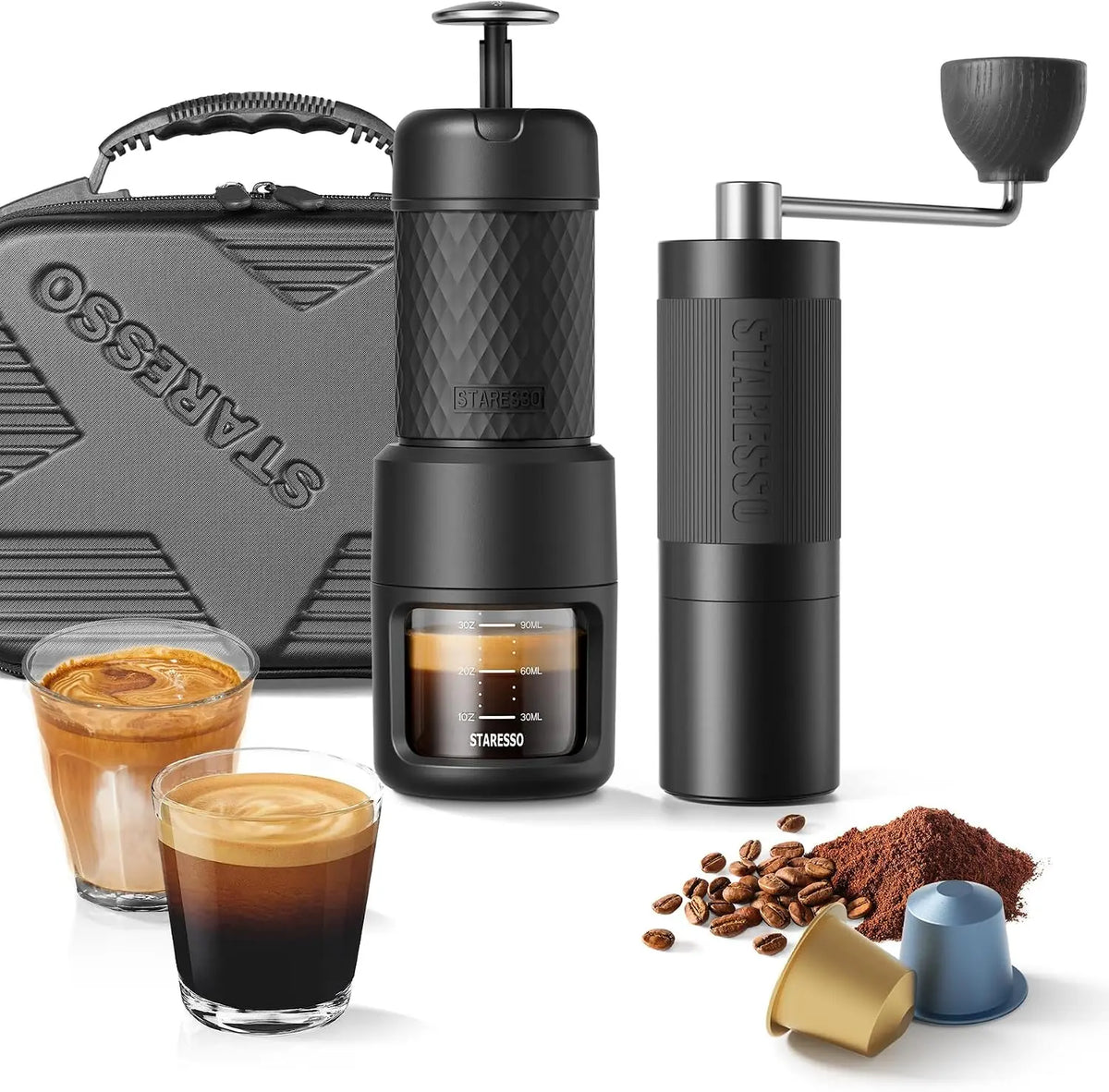 STARESSO 2026 Espresso Travel Kit - Portable Espresso Maker with Grinder