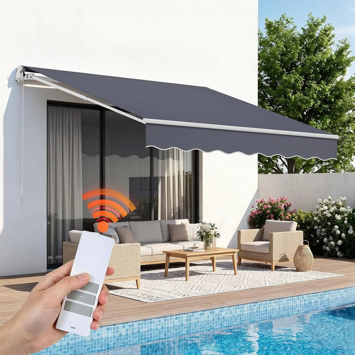 VEVOR Electric Retractable Awning - 9.8' x 8.2' Motorized Patio Awning