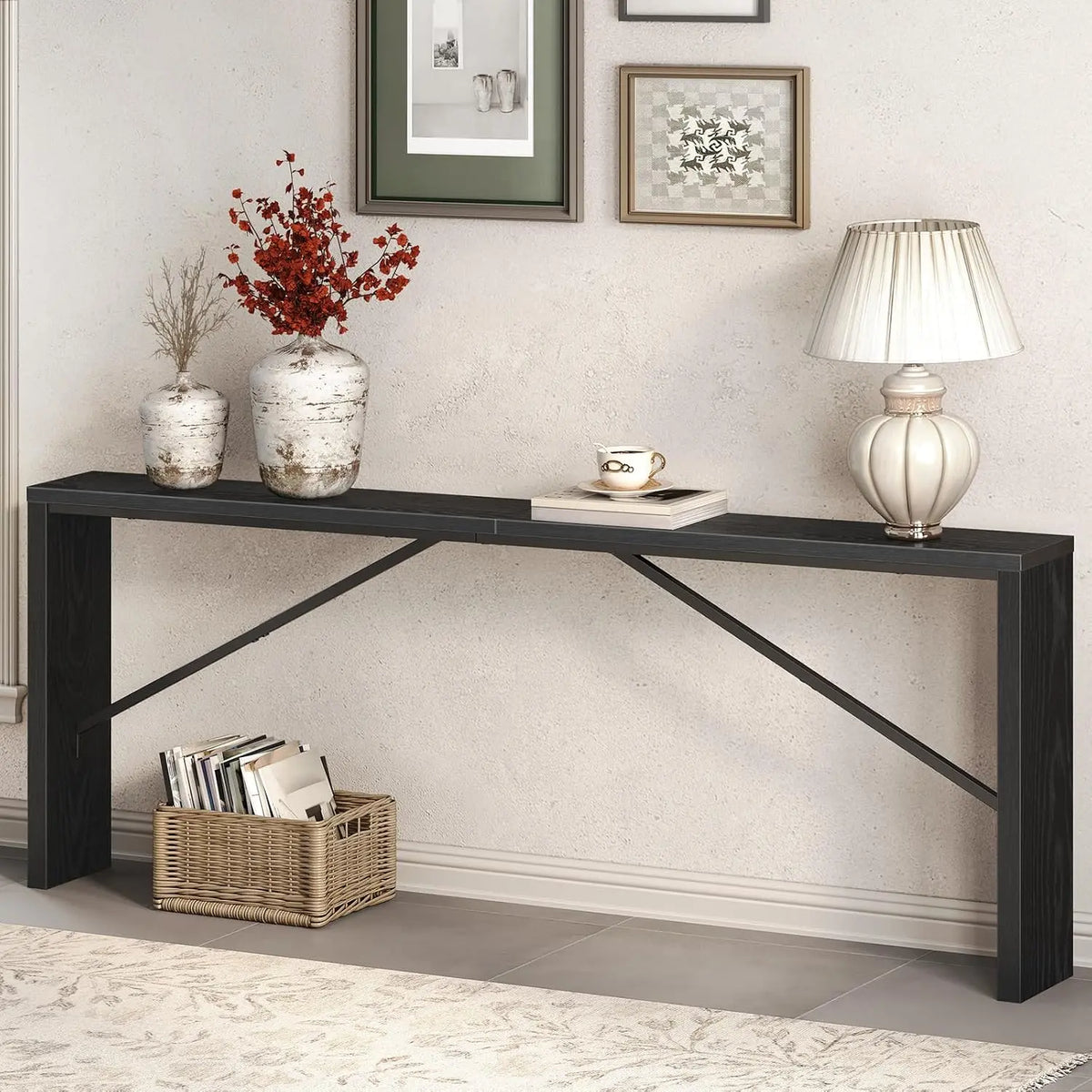 MAHANCRIS Console Table - 78.7Long Sofa Table Behind Couch, Black CTHB20801