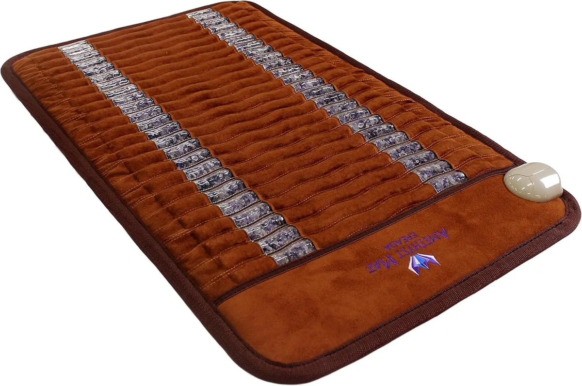 Ereada Infrared Amethyst Mat Mini 32L x 20W - Adjustable FIR Heating Pad 86-158°F with Natural Crystals, Negative Ions, No EMFs