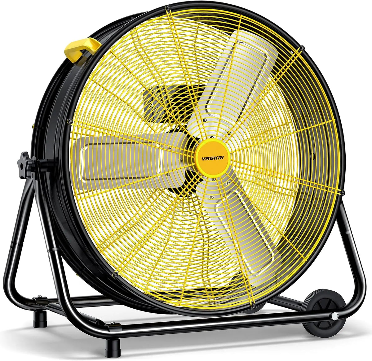 VAGKRI 24 Inch Industrial Drum Fan - 320W High Velocity Floor Fan, Heavy Duty Metal Air Circulator, Commercial, Basement