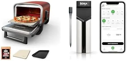Ninja Outdoor Pizza Oven + ProChef Wireless Probe - Woodfire Series, for Indoor & Outdoor 8-in-1 Portable Electric Roaster Oven, US Only