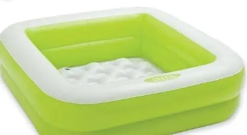 Intex Square Inflatable Kids Pool - 34 x 34 x 10 Inch, Blue and White, 15 Gallon