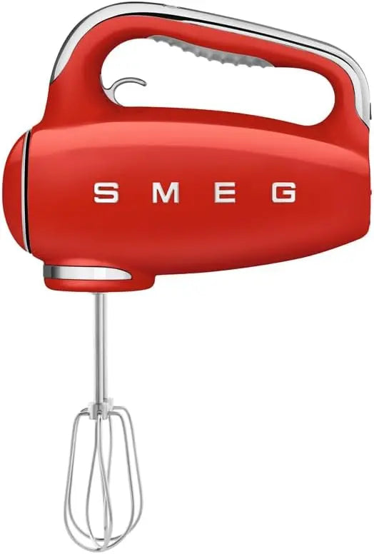 SMEG HMF01 9-Speed Retro Hand Mixer - 220W Motor, Smooth Start, Turbo Function, LED Timer Display, Stainless Steel Whisks, Beaters & Dough Hooks