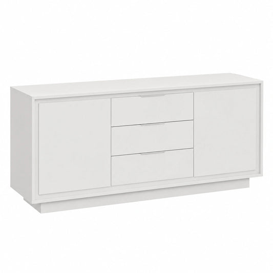 Credenza Moderna Sky con 2 Ante e 3 Cassetti, Made in Italy - Mobile Bianco Laccato per Soggiorno e Sala da Pranzo