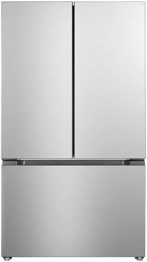 Verona VEFFD3620RISL 36 Inch Freestanding French Door Refrigerator with 20.3 Cu. Ft. Capacity - Automatic Ice Maker, Recessed Handle