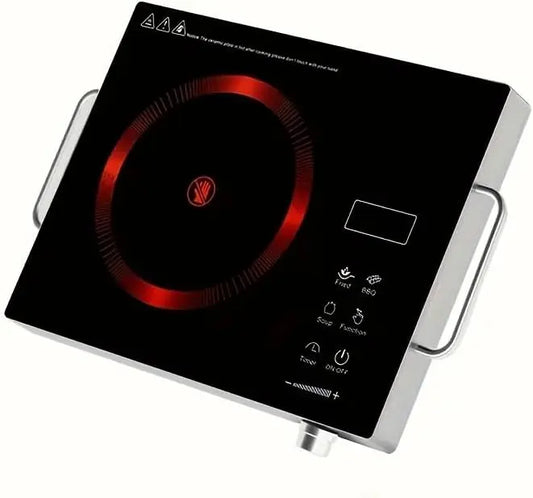 Portable Electric Cooktop - 2200W Ceramic Glass Induction Burner, 12 Power Levels, 3-Hour Timer