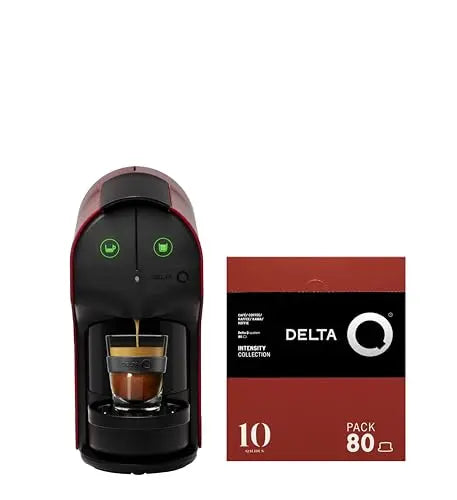 Delta Q Quick Red Coffee Espresso Machine - With 80 Qalidus Capsules