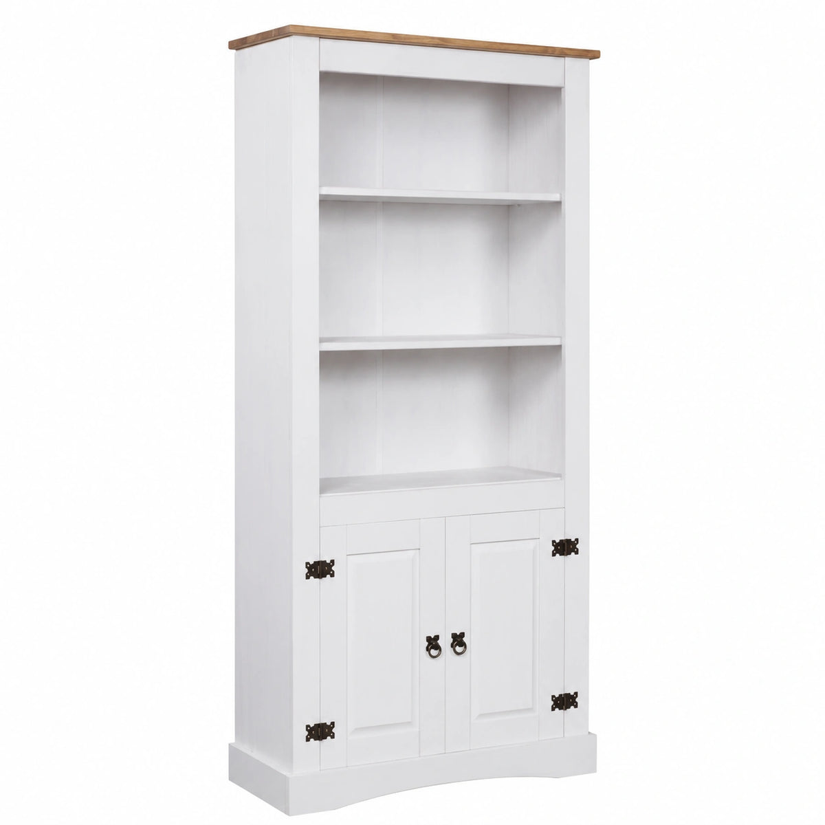 Armadio Alto in Pino Messicano Bianco 80x40x170 cm con Ripiani