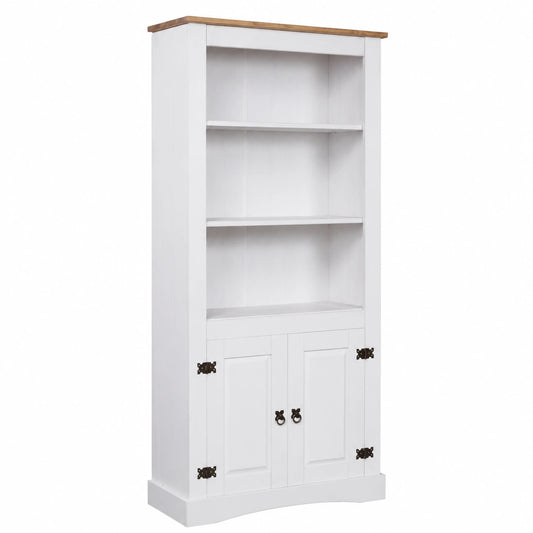 Armadio Alto in Pino Messicano Bianco 80x40x170 cm con Ripiani