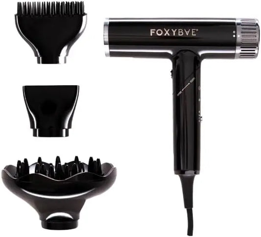 FoxyBae Globetrotter High Speed Ionic Travel Hair Dryer - Foldable Dual-Voltage Mini Blow Dryer for Fast Drying, Frizz Control