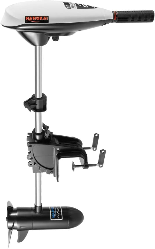 Electric Trolling Motor 12V 660W Transom Mount with 5 Forward 2 Reverse Gears - Telescoping Handle and LED Indicator for Kayaks