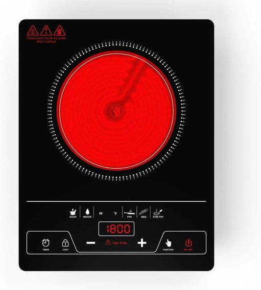 VBGK Single Burner Electric Cooktop - 1800W Electric Stove Top Portable Cooktop LED Touch Control, 8 Power Levels, Kids Lock