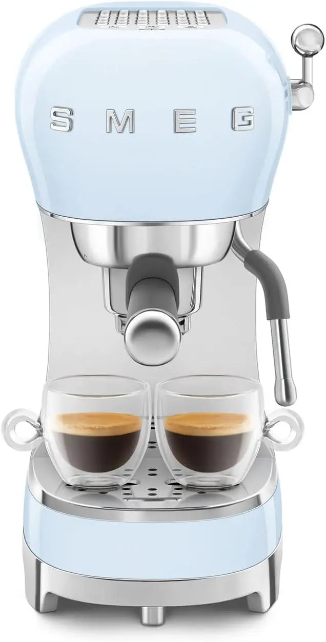 Smeg Manual Espresso Machine with Steam Wand - 15 Bars of Pressure, Stainless Steel Porta Filter, Passive Cup Warmer, User Friendly Controls