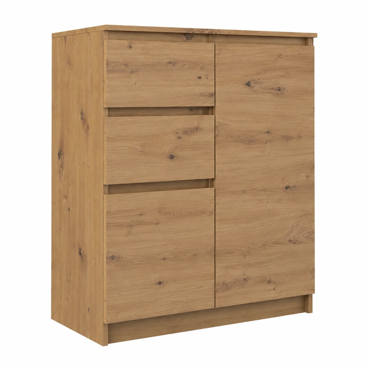 Credenza Moderna 2 Ante e 2 Cassetti in Legno per Soggiorno, 70x97x40 cm, Diversi Colori